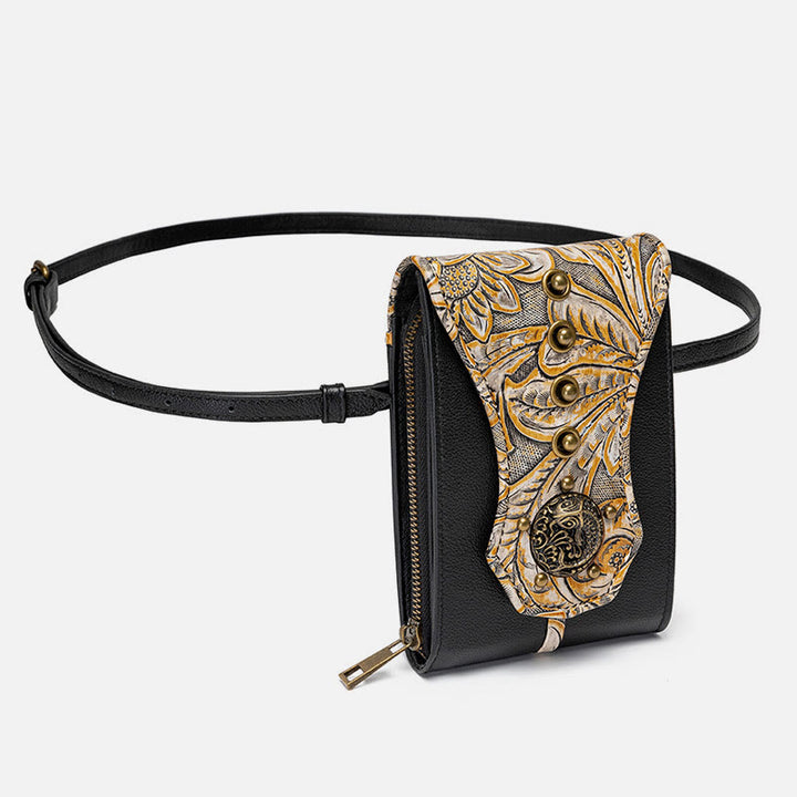 Vintage Handytasche für Damen Nieten Gürteltasche Umhängetasche