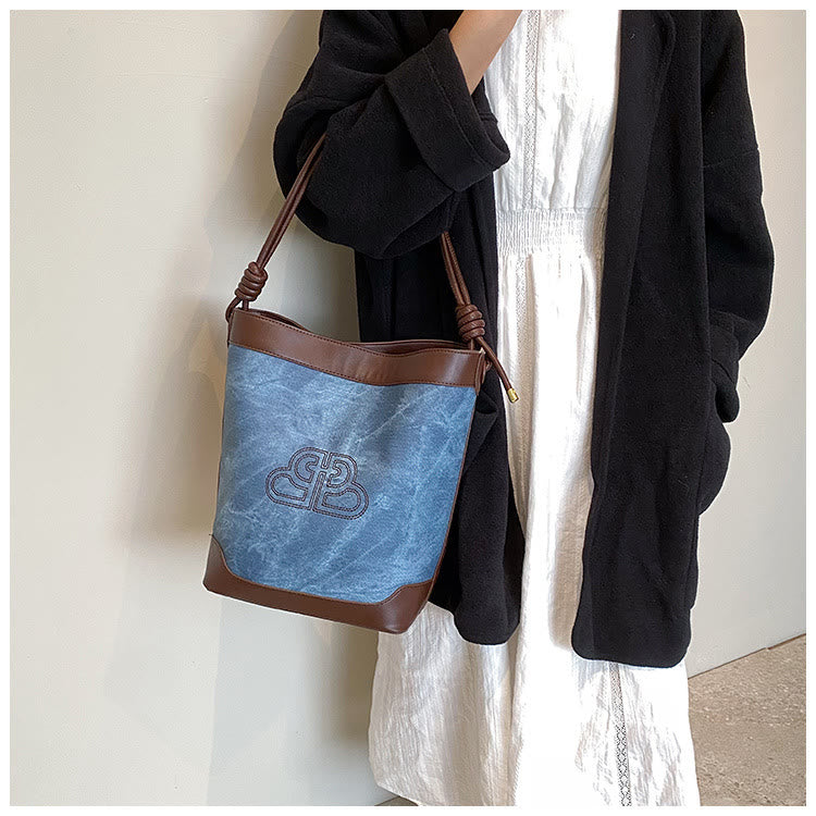 Vintage Bucket Bag für Damen aus veganem Leder für die Achsel