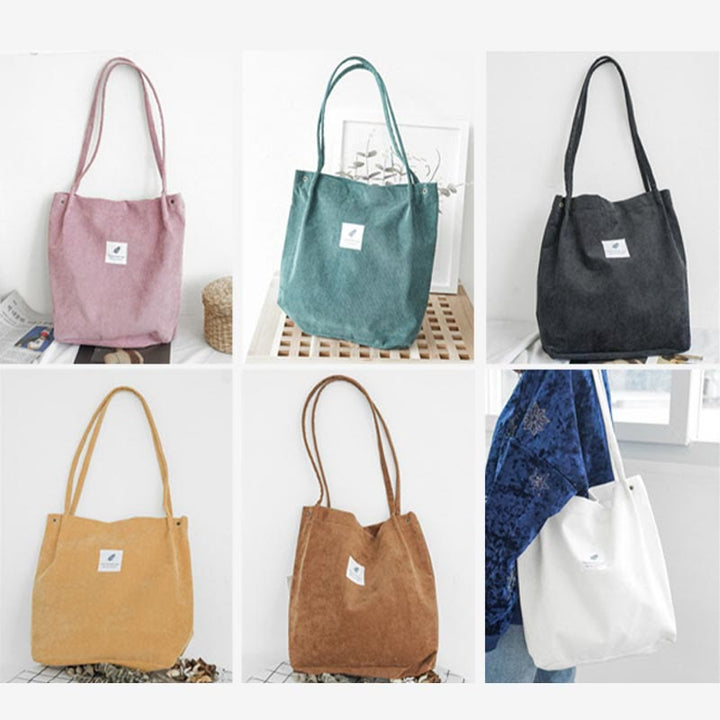 Tragetasche für Damen, großes Fassungsvermögen, Cord-Schultertasche
