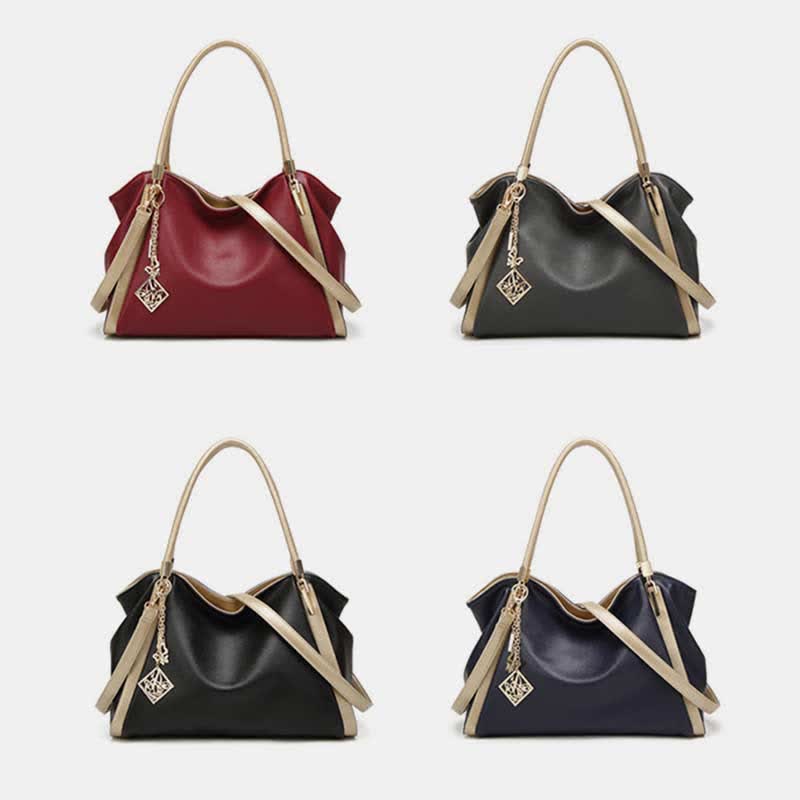 Große Handtasche aus Leder für Damen mit Reißverschluss und Tragegriff oben