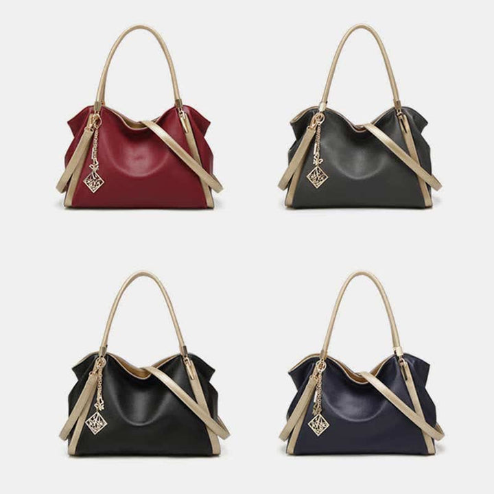 Große Handtasche aus Leder für Damen mit Reißverschluss und Tragegriff oben