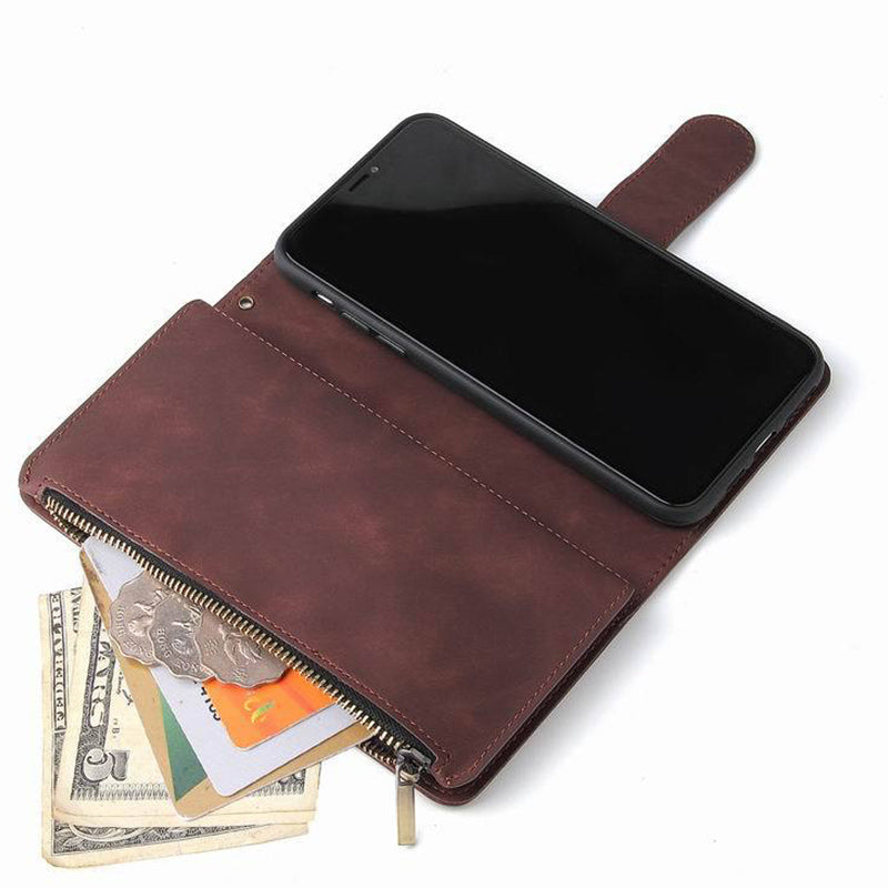 Funktionelle Handyhülle für iPhone Samsung Reißverschluss Brieftasche Hülle Armband Clutch