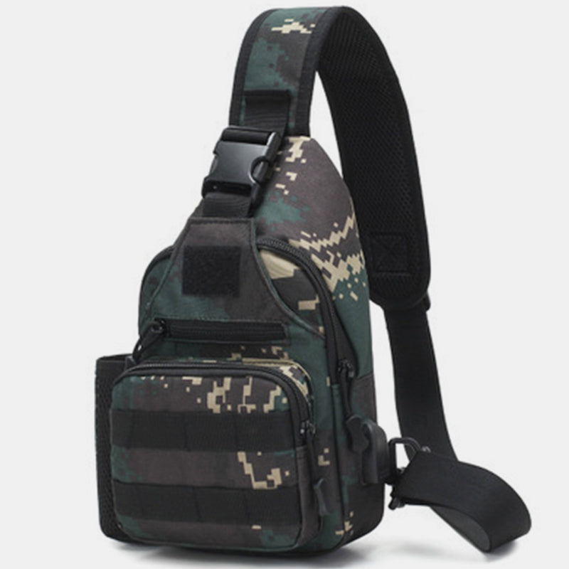 Taktische, militärische, leichte Schultertasche mit mehreren Taschen und USB-Ladeanschluss