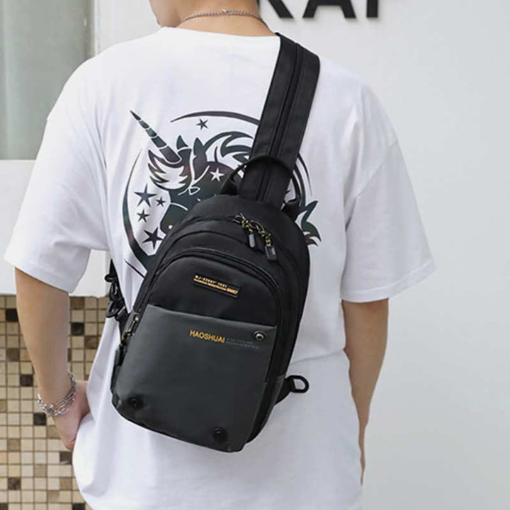 Schultertasche für Herren, lässig, wasserdicht, verstellbare Reißverschlussgurte, Rucksack