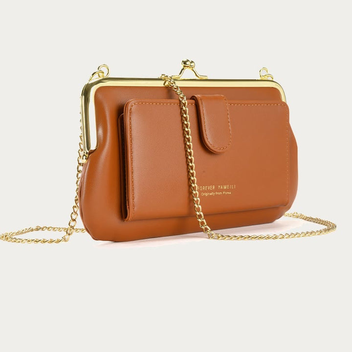 Handytasche für Damen, Umhängetasche mit Kette und mehreren Fächern