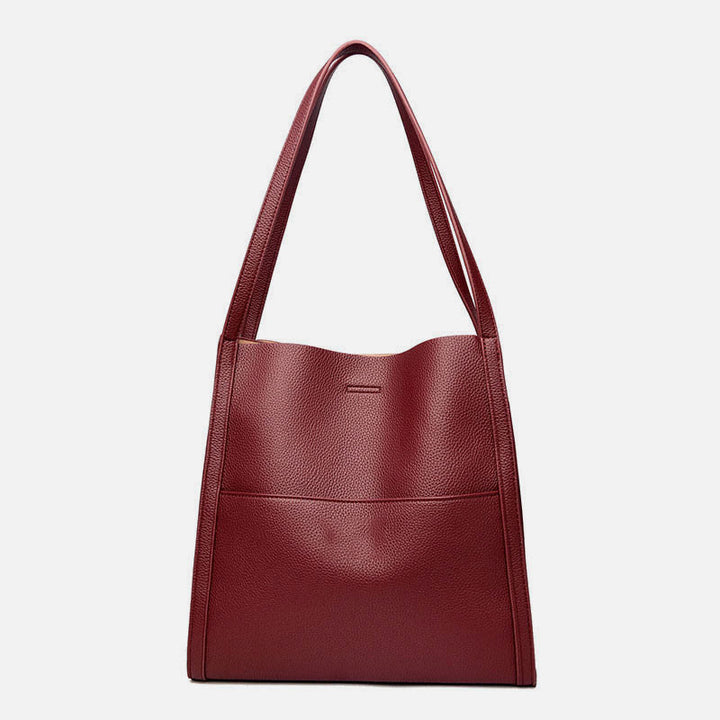 Damen Minimalist Tote Klassische Echtleder Große Unterarmtasche