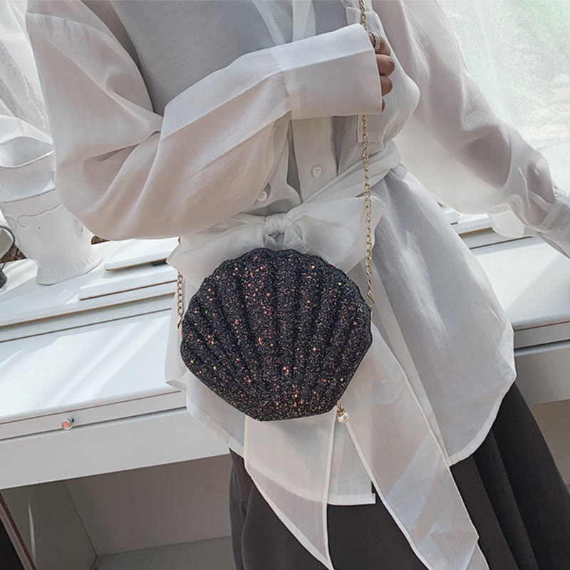 Umhängetasche für Damen, Pailletten, Mini-Muschel, Zubehörtasche