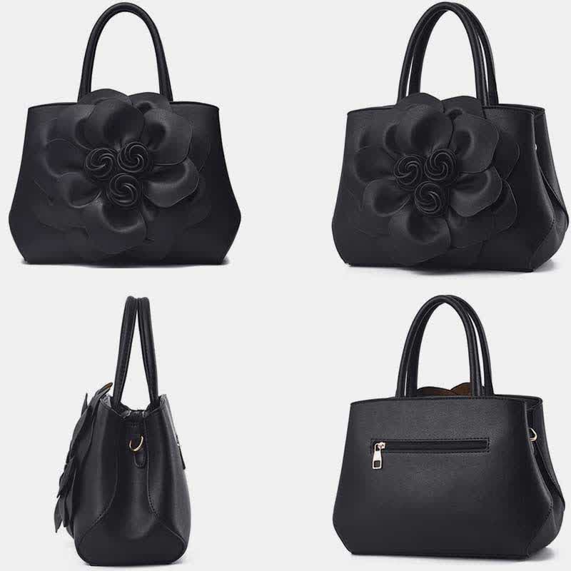 Damen Floral Elegante Schultertasche Vegan Leder Handtasche Satchel Geldbörsen