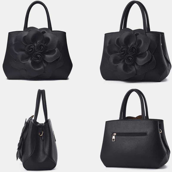 Damen Floral Elegante Schultertasche Vegan Leder Handtasche Satchel Geldbörsen