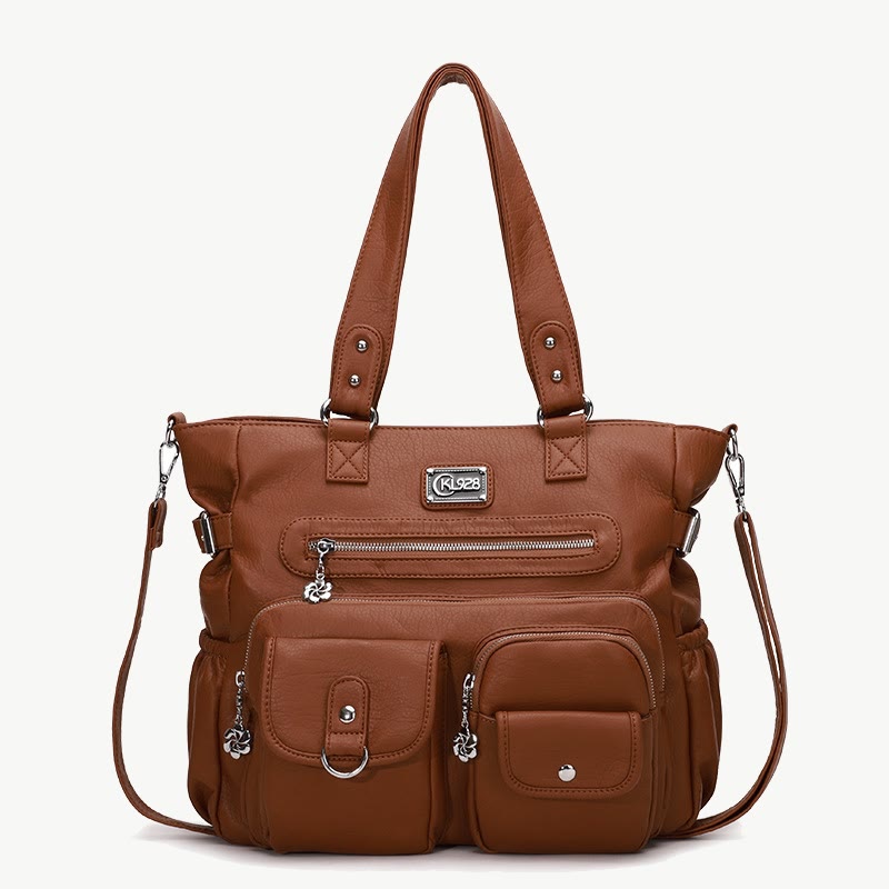 Große Umhängetasche für Damen mit mehreren Taschen und zwei Verwendungsmöglichkeiten