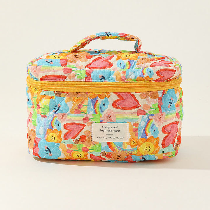 Tragbare Aufbewahrungstasche für Damen, süße, bunte, große Make-up-Tasche