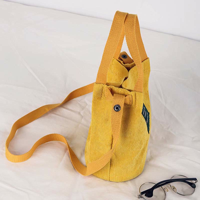 Top-Griff-Tasche für Frauen im Retro-Stil, literarische Cord-Canvas-Handtasche