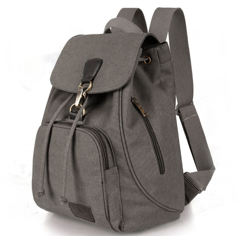 Canvas-Rucksack für Damen und Mädchen, Vintage-Stil, mit Kordelzug, für die Schule, Reisen