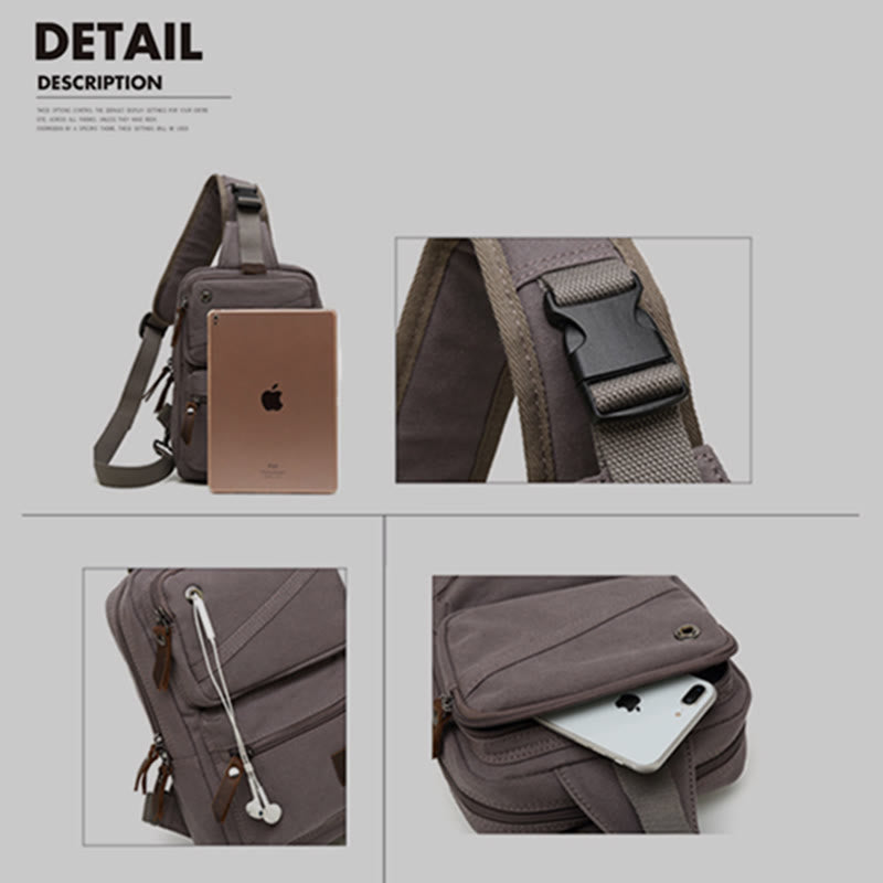 Schultertasche für Männer Canvas Retro Sports Crossbody Käsetasche