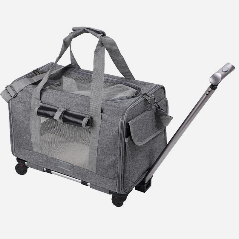 Rolling Pet Carrier Faltbare atmungsaktive Zugstange Haustiertasche