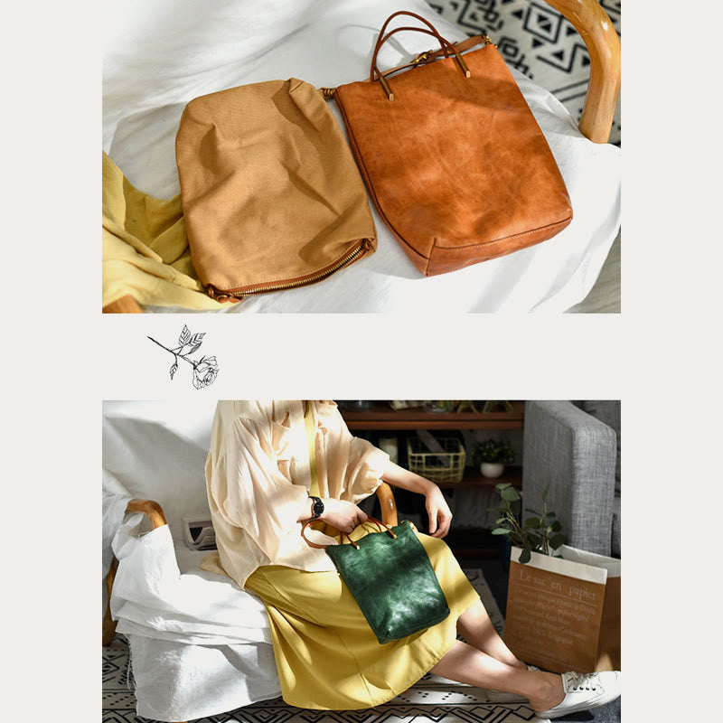 Handgemachte Umhängetasche für Frauen Retro einfache Textur Shouder Tasche