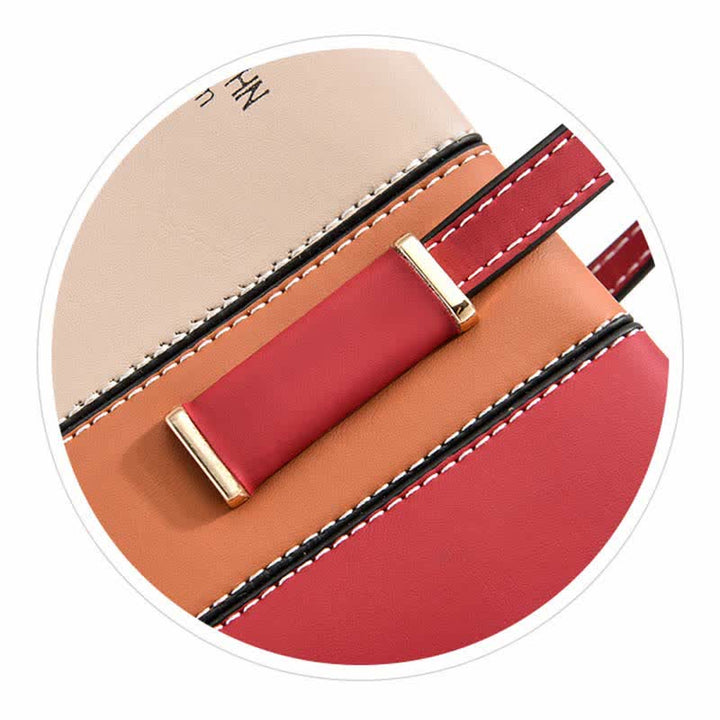 Damen Handtasche aus Leder mit Henkel, modisch, mit Farbblock-Muster, Umhängetasche