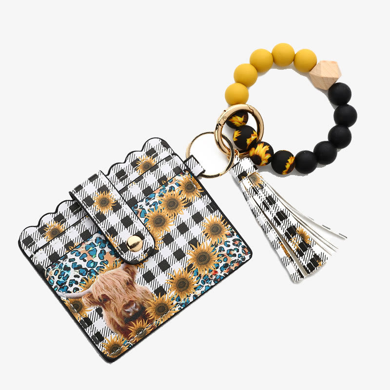 Western-Kartenhalter, Silikon-Perlenarmband, Quaste, Geldbörse für Damen