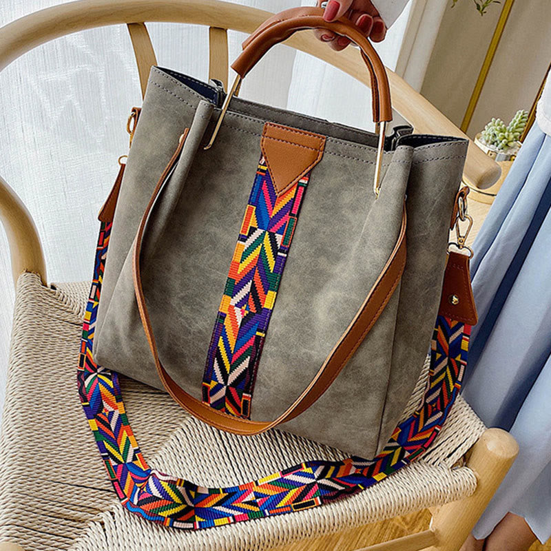 Top-Griff-Tasche für Damen, Vintage, mattiert, große Kapazität, zweiteilige Umhängetasche