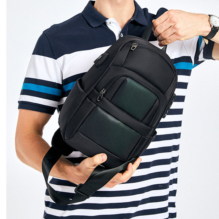 Diebstahlsichere, reflektierende Schultertasche für Herren, Ein-Schulter-Rucksack mit USB-Ladeanschluss