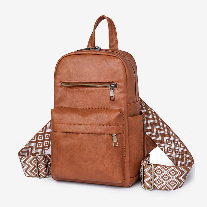 Lederrucksack für Damen, Retro, einfarbig, Mehrzweck-Schultertasche