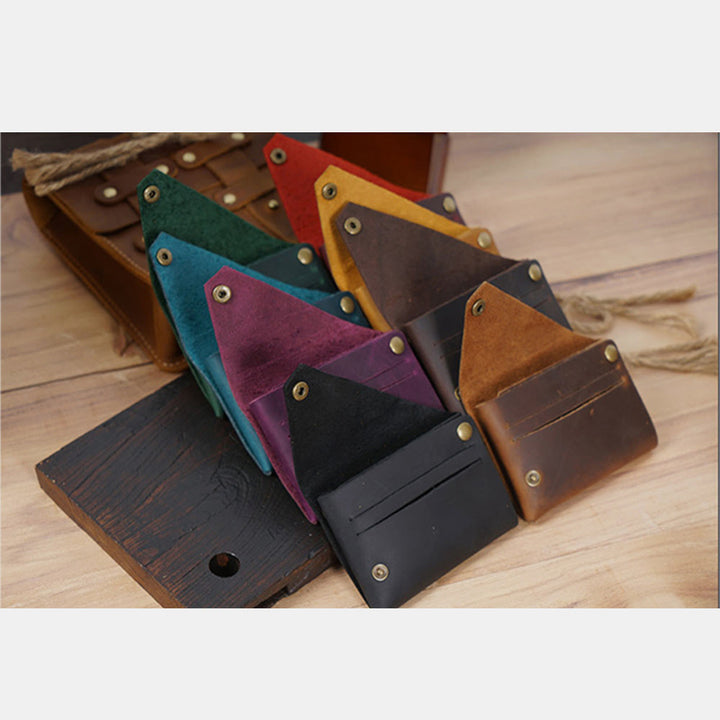 Retro-Handgemachtes Echtleder Kartenetui Vordertasche Geldbörse Münzgeldbörse