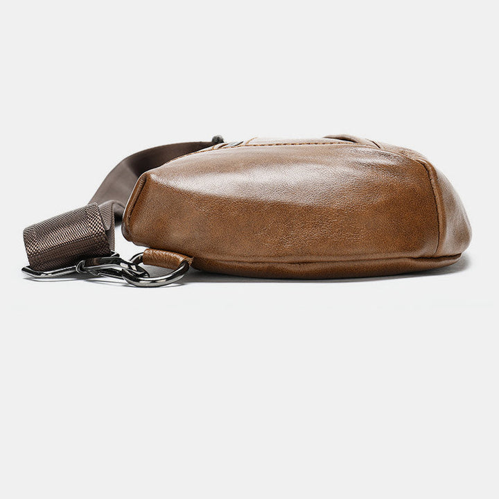 Schultertasche aus echtem Leder mit mehreren Taschen