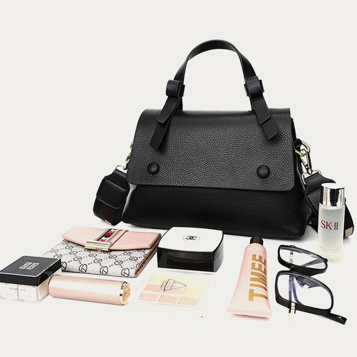 Retro-Tasche mit Henkel für Damen aus Leder mit Litschi-Muster