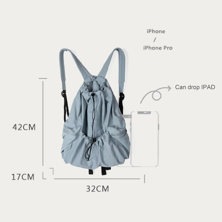 Rucksack für Damen, Nylon, Kordelzug, leicht, lässig, Reisetasche