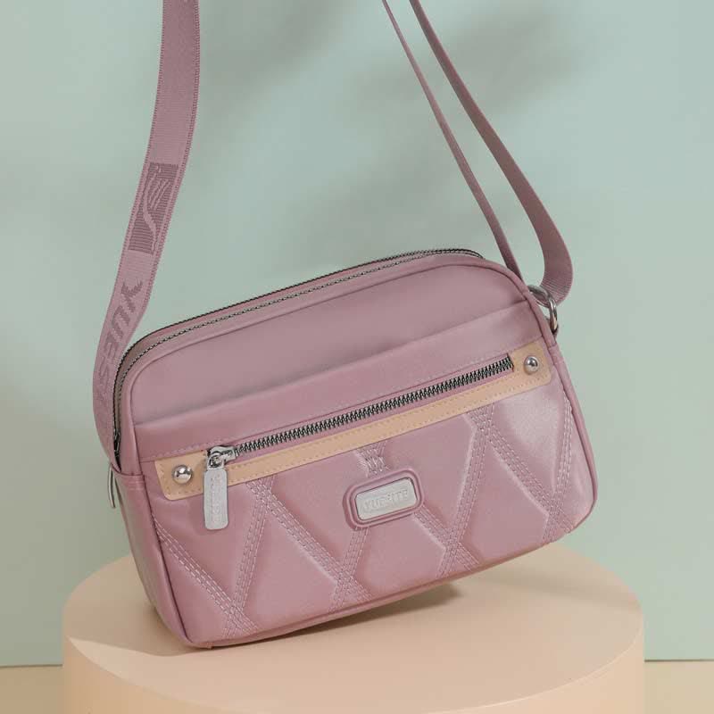 Wasserdichte Umhängetasche für Damen, Doppelreißverschluss, Nylon, Handtasche, Schultertasche
