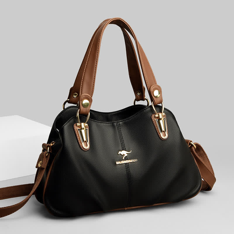 Damen Lederhandtasche mit mehreren Fächern, Umhängetasche, Hobo-Tasche