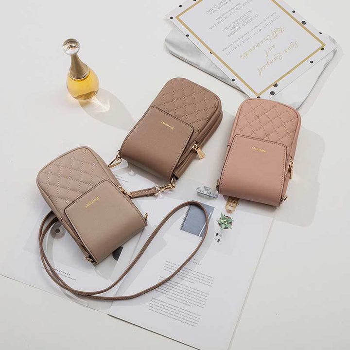 Kleine Umhängetasche für Damen, Handy-Geldbörse, Brieftasche aus Leder, Schultertasche