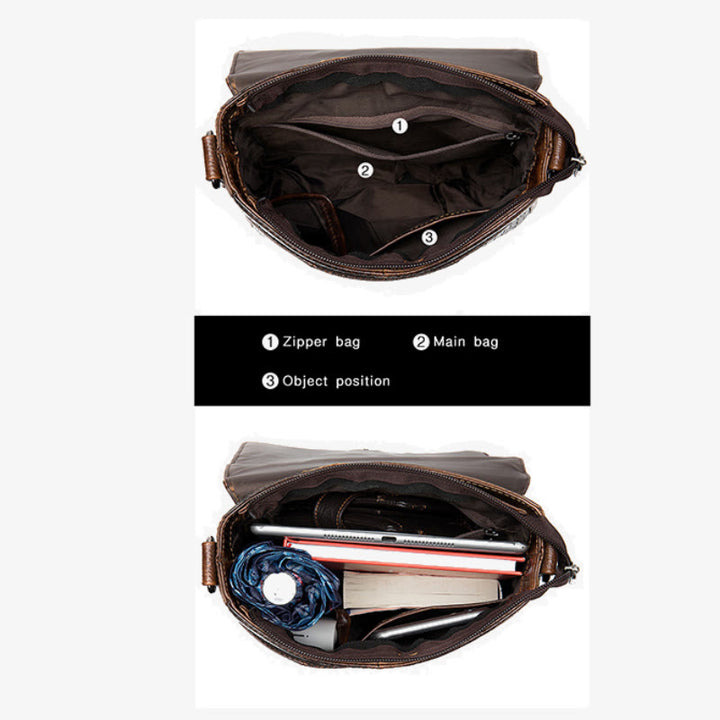 Clamshell Messenger Bag Herren Unifarben Krokodildruck Business Geldbörse
