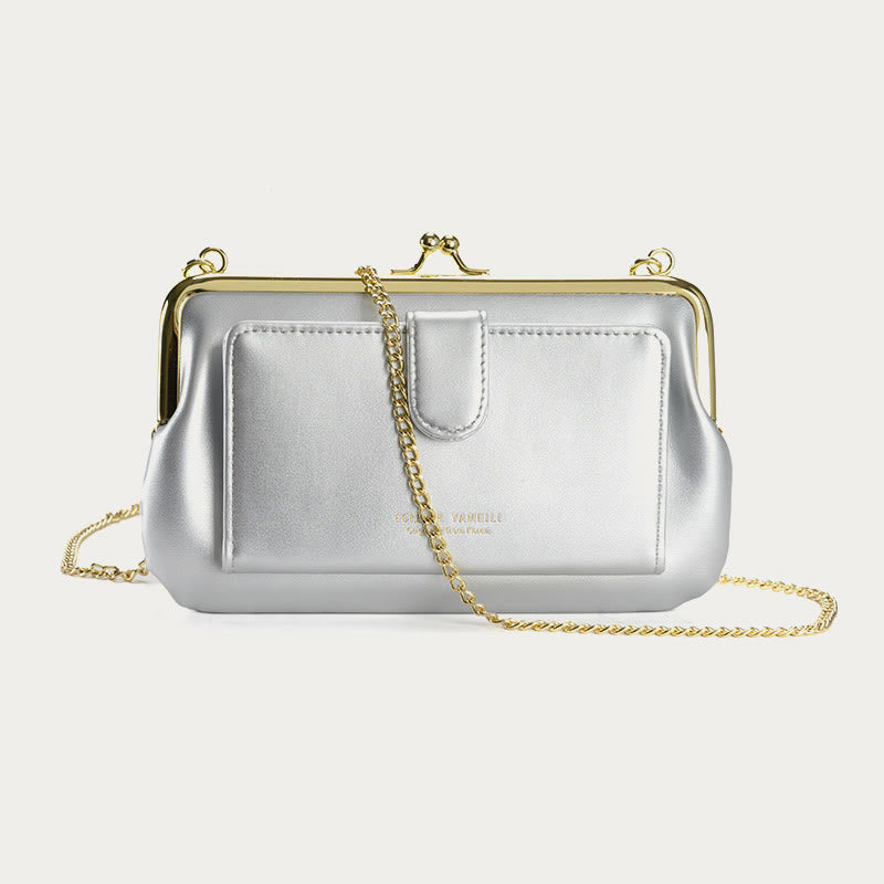 Handytasche für Damen, Umhängetasche mit Kette und mehreren Fächern