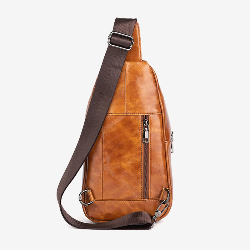 Sling-Rucksack aus echtem Leder, Retro, Mehrzweck-Umhängetasche, Schultertasche, Brusttasche