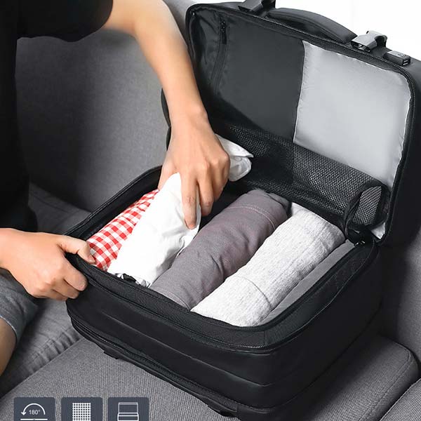 Erweiterbarer, mehrschichtiger, wasserdichter Business-Rucksack mit Uhr