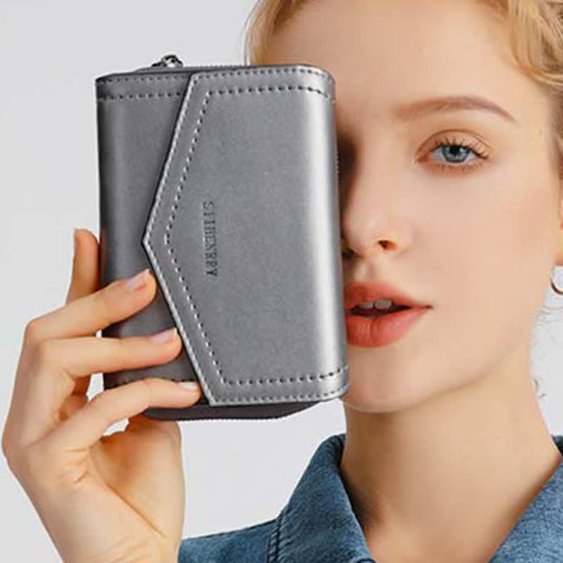 Damen Kurze Bifold Geldbörse Kunstleder Geldbörse RFID Blocking Kartenhalter