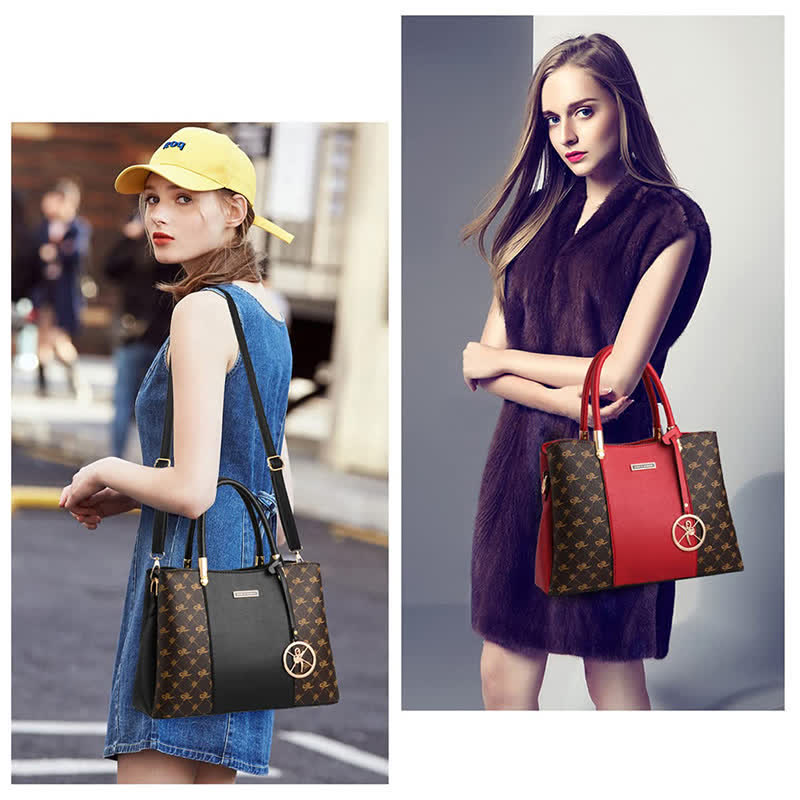 Umhängetasche mit drei Fächern, Schultertasche, Handtasche für Damen