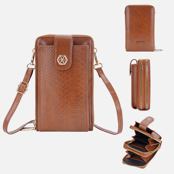 Solide Schlangenhaut-Grain-Telefontasche für Frauen Elegante Crossbody-Geldbörse