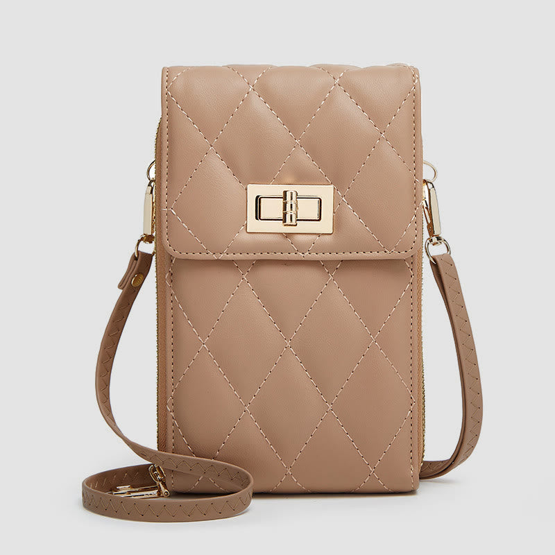 Handytasche für Damen, einfarbig, schmale Umhängetasche, Münzgeldbörse