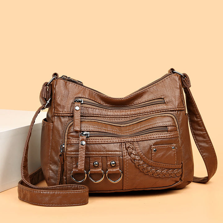 Umhängetasche für Damen, Twist-Muster, mehrere Taschen, Ledergeldbörse