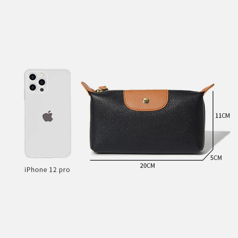 Handliche Clutch aus Leder, leicht, groß, für das Handgelenk, mit Reißverschluss