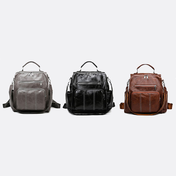 Rucksack für Damen, großes Fassungsvermögen, kleiner Rucksack aus weichem PU-Leder