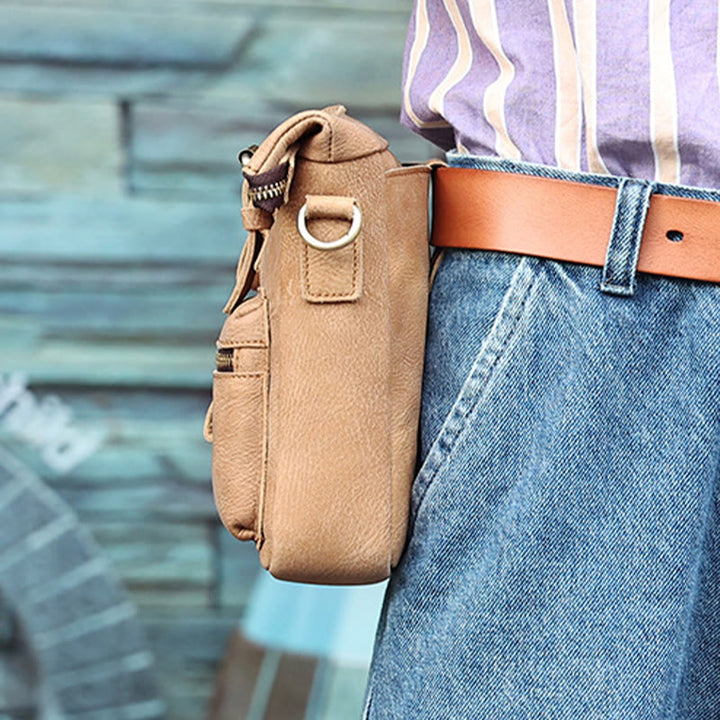 Gürteltasche für Herren, multifunktionale Gürteltasche aus Leder für Outdoor-Sportbekleidung