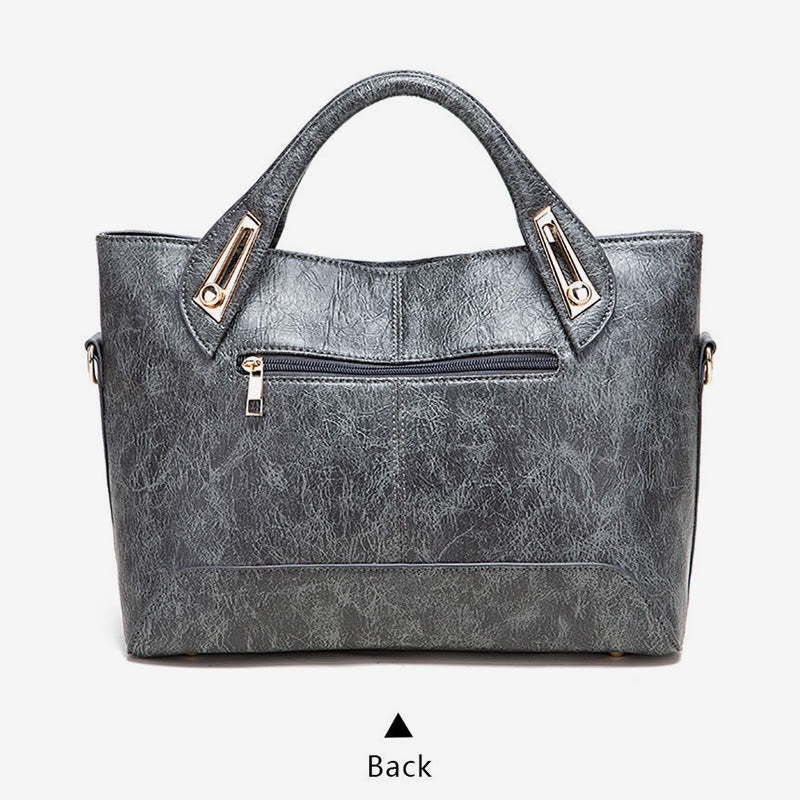 Vintage Tote für Damen Wachs Echtleder Umhängetasche