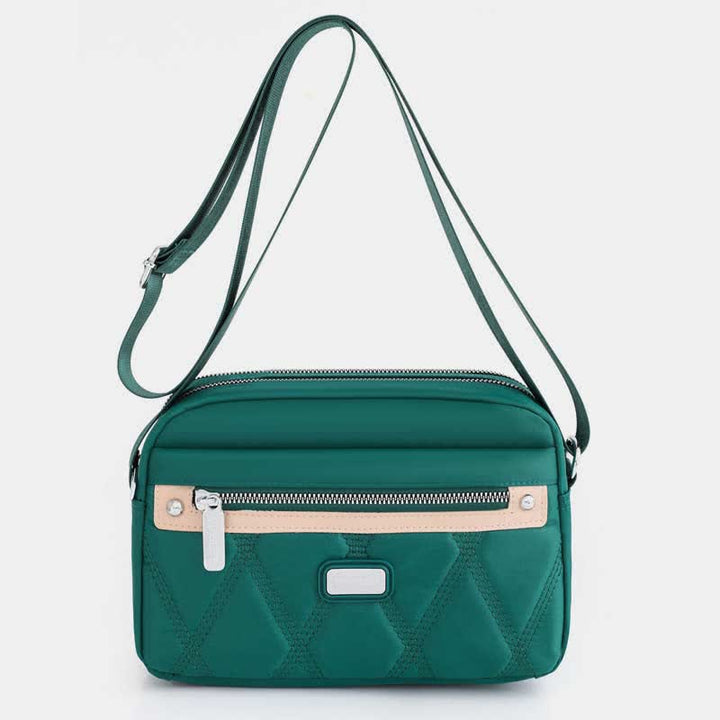 Wasserdichte Umhängetasche für Damen, Doppelreißverschluss, Nylon, Handtasche, Schultertasche