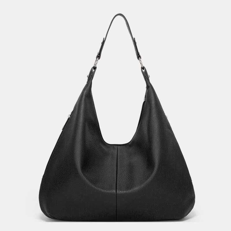 Große Hobo-Tasche aus weichem Leder, Handtasche, Tragetasche für den Alltag für Damen - Schwarz - image 17