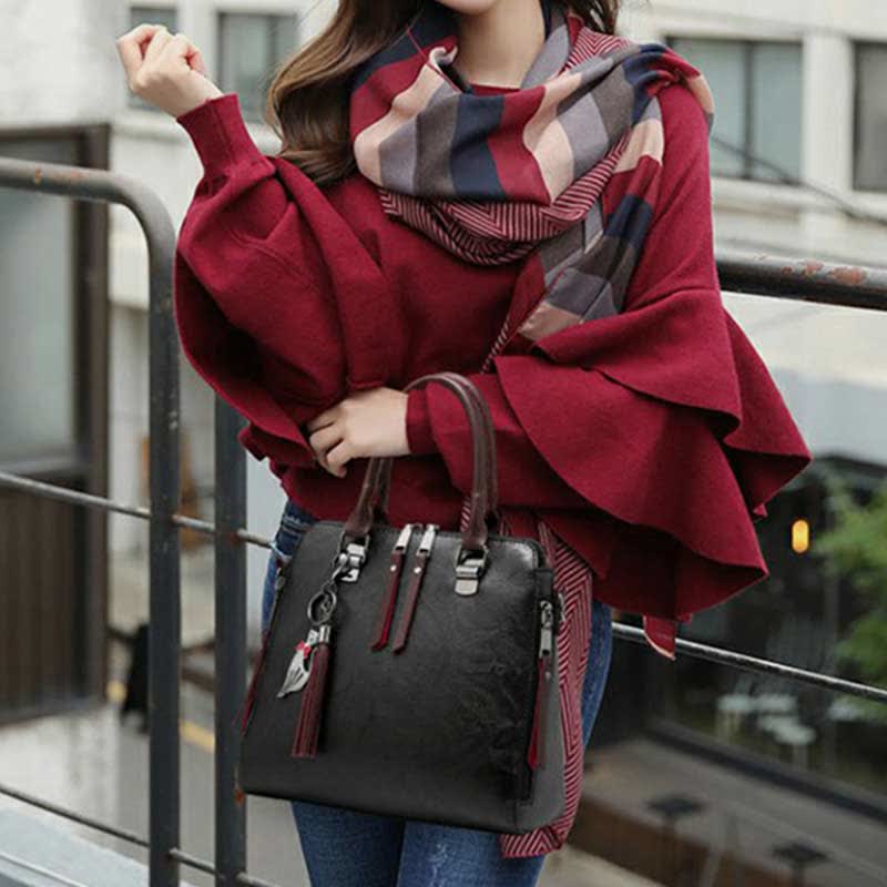 Handtaschen Geldbörsen für Frauen Vegan Leder Top-Griff Schultertasche mit Reißverschluss
