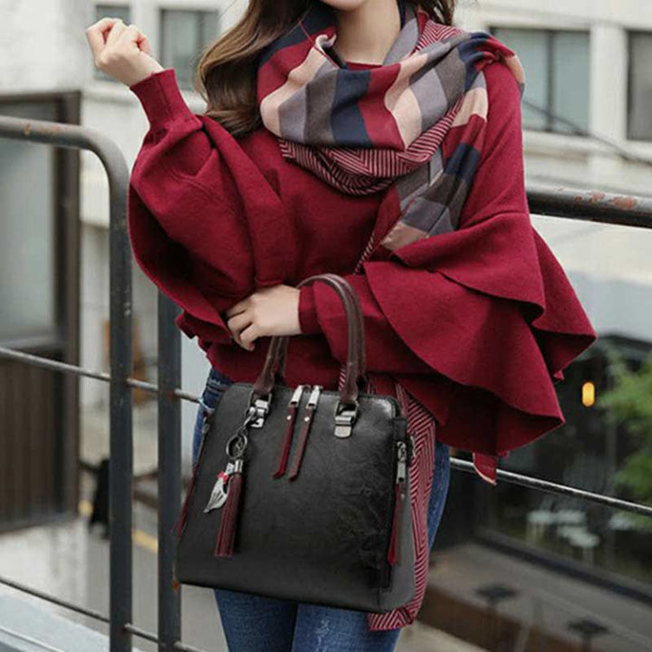 Handtaschen Geldbörsen für Frauen Vegan Leder Top-Griff Schultertasche mit Reißverschluss