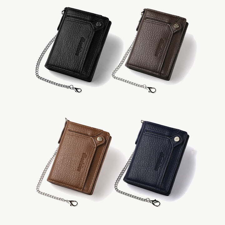 Anti-Diebstahl-Kette Brieftasche für Männer Retro Leder Geld Clip